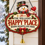 Custom Name Christmas Family Gifts - Personalized Wood Sign With Jingle Bell
