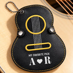 Custom Initials Guitar Lover Gift - Personalized Guitar-Shaped Picks Storage Case