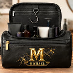 Custom Name Monogram Gifts For Men - Personalized Leather Toiletry Bag