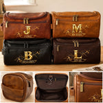 Custom Name Monogram Gifts For Men - Personalized Leather Toiletry Bag