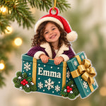 Custom Photo Gift Box Christmas Keepsake for Kids - Personalized Acrylic Ornament