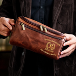 Custom Name Monogram Gifts For Him - Personalized Leather Toiletry Bag