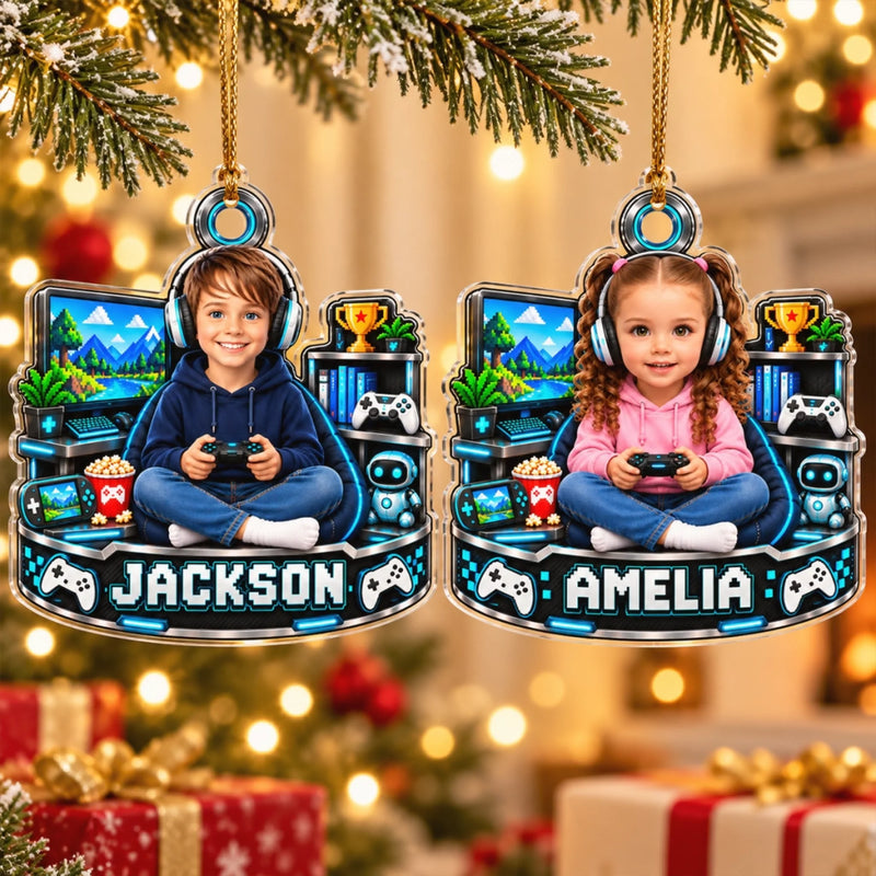 Custom Photo Gamer Christmas Gifts - Personalized Acrylic Ornament