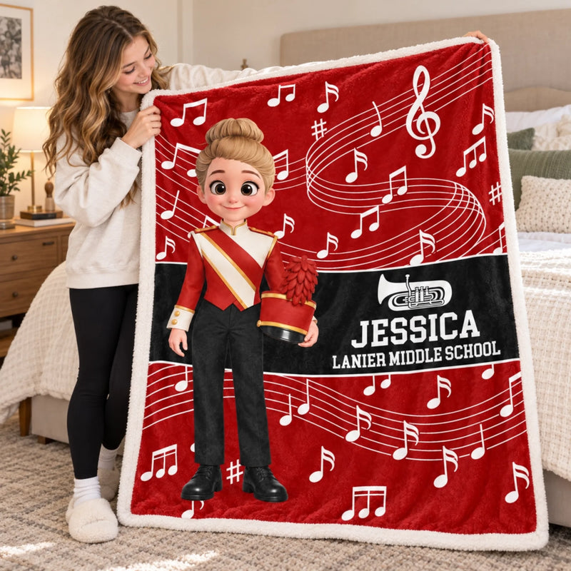 Custom Name Marching Band Gifts For Kids - Personalized Blanket