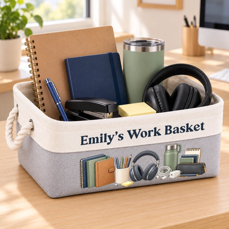 Custom Name Work Basket Office Gifts For Coworker - Personalized Storage Basket
