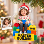 Custom Photo Master Builder Christmas Gifts for Kids - Personalized Acrylic Ornament