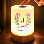 Custom Name Floral Initial Decor Gifts For Women - Personalized Dimmable Touch Night Light