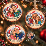 Custom Couple Photo Christmas Gifts - Personalized Wooden Ornament