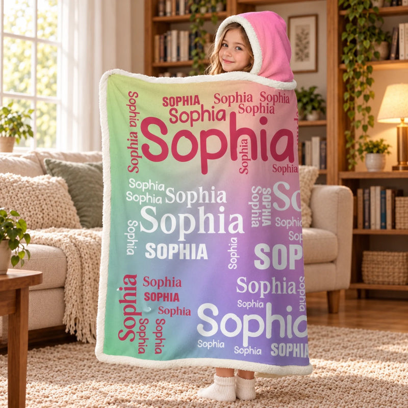 Custom Name Colorful Gifts For Kids - Personalized Snuggle Blanket