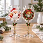 Custom Christmas Santa Snowman Wine Glasses Gifts For Family - Personalized Christmas Wine Glasses Set