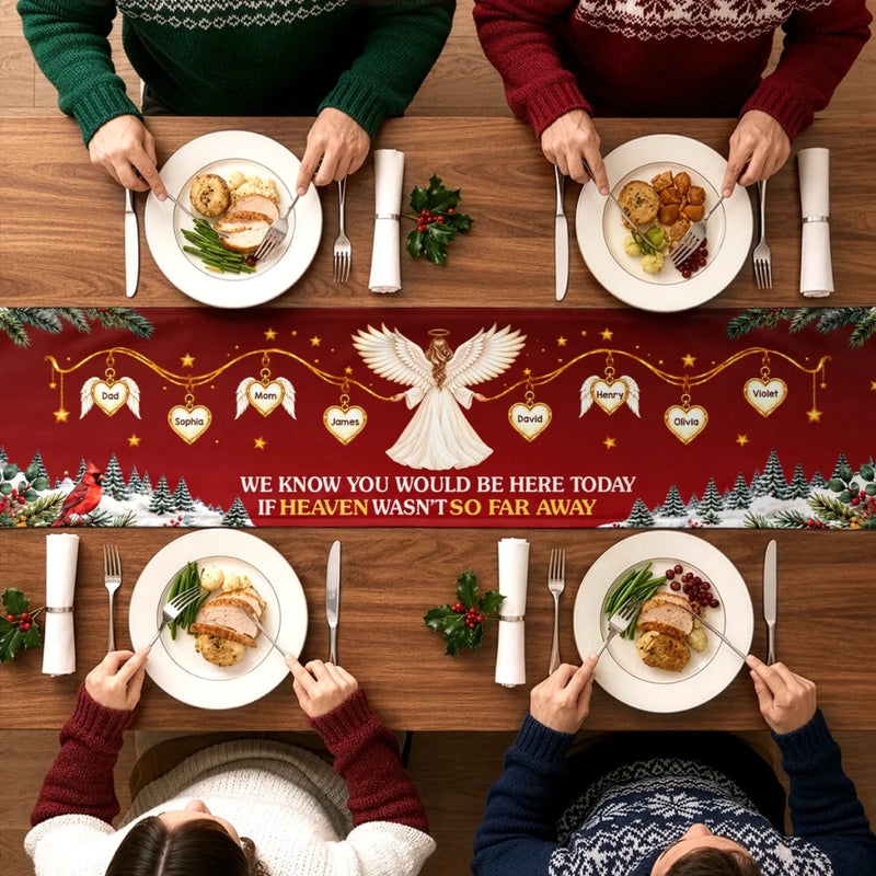 Custom Name Christmas Memorial Angel Decor - Personalized Table Runner