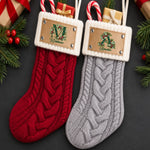 Custom Name Initial Christmas Gifts for Family - Personalized Leather Patch Stockings