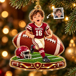 Custom Photo Football Christmas Gifts - Personalized Acrylic Ornament