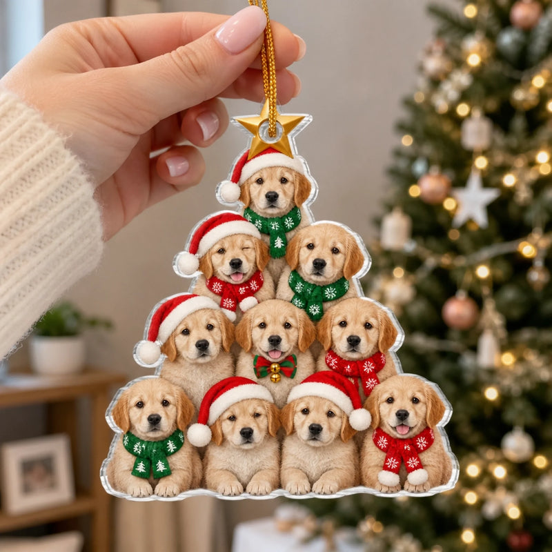 Custom Photo Dog And Cat Christmas Tree Gifts For Pet Lovers - Personalized Acrylic Ornament