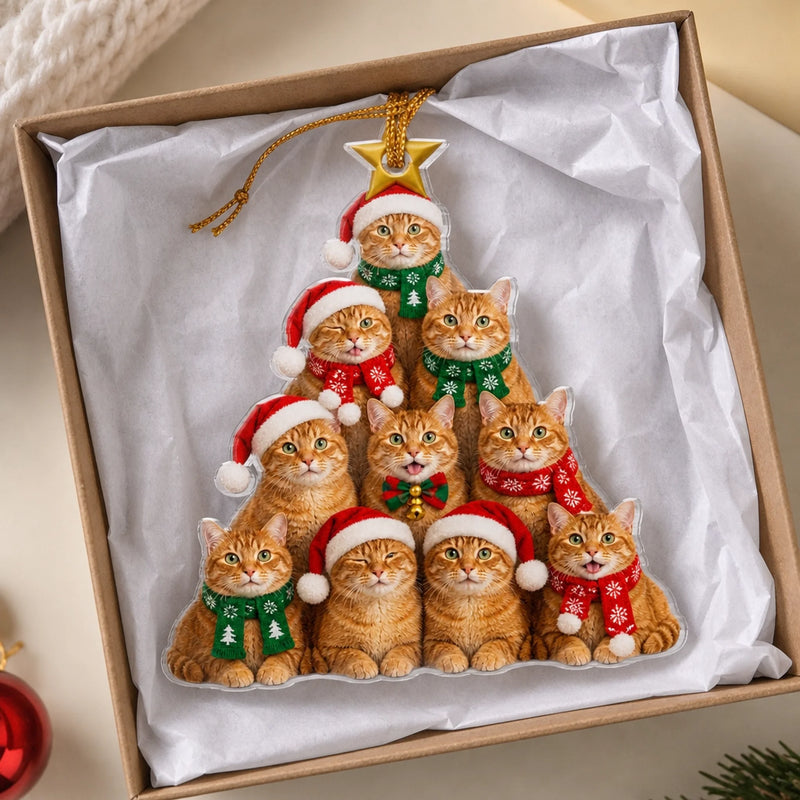 Custom Photo Dog And Cat Christmas Tree Gifts For Pet Lovers - Personalized Acrylic Ornament