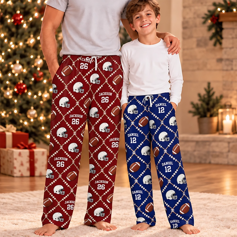 Custom Name Football Fan Gifts - Personalized Pajamas Pants