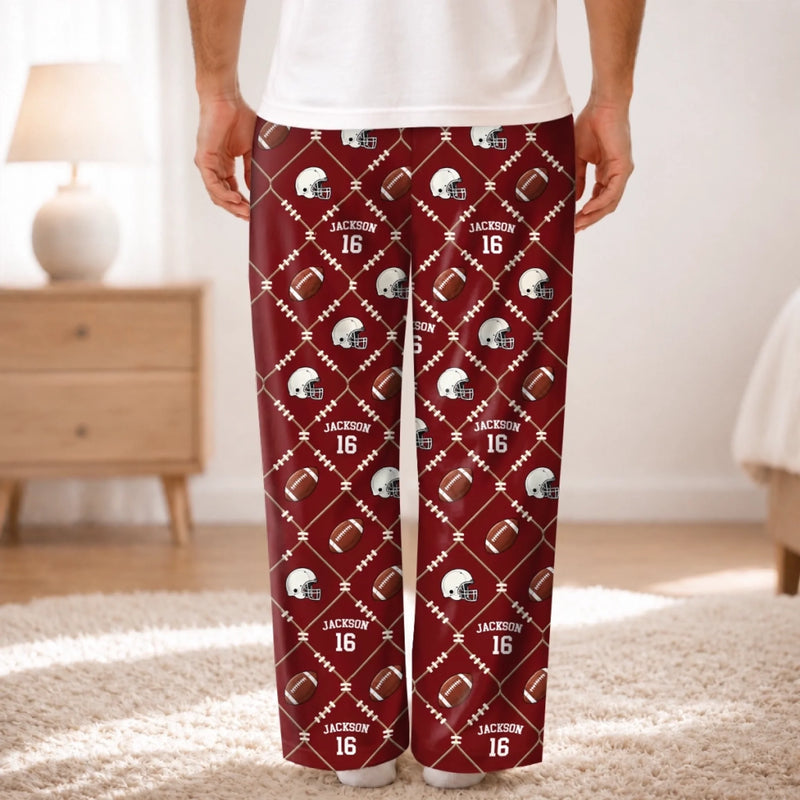 Custom Name Football Fan Gifts - Personalized Pajamas Pants