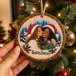 Custom Photo Christmas Gifts for Sisters and Besties - Personalized Wooden Ornament