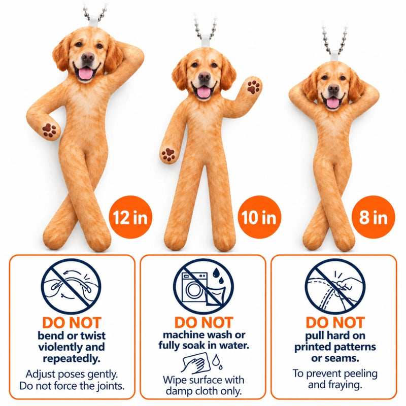 Custom Photo Funny Pet Decor Gifts For Dog Lovers - Personalized Poseable Plush Doll Car Ornament