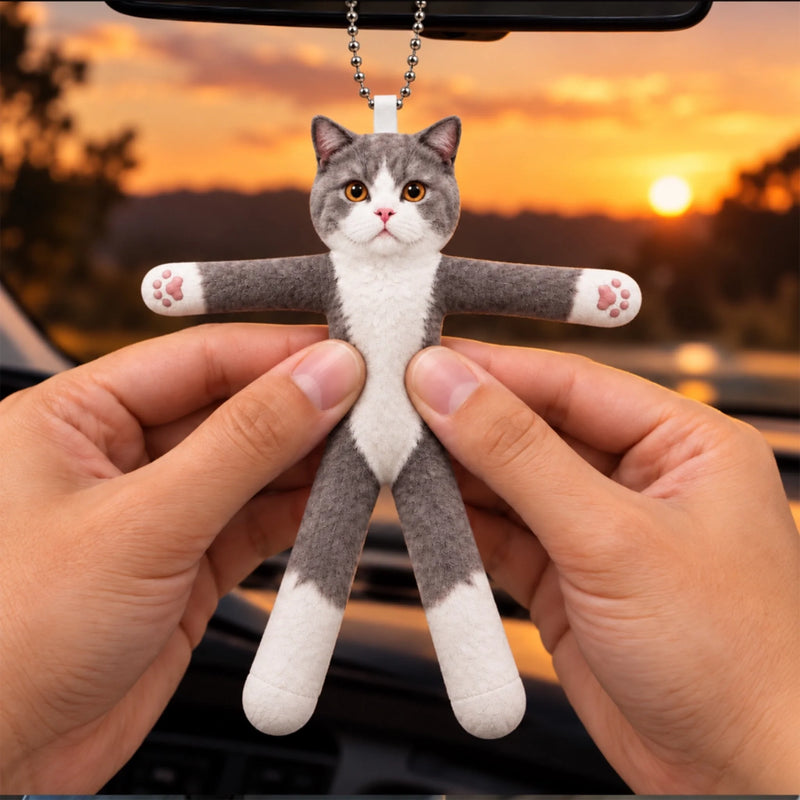 Custom Photo Funny Pet Decor Gifts For Dog Lovers - Personalized Poseable Plush Doll Car Ornament