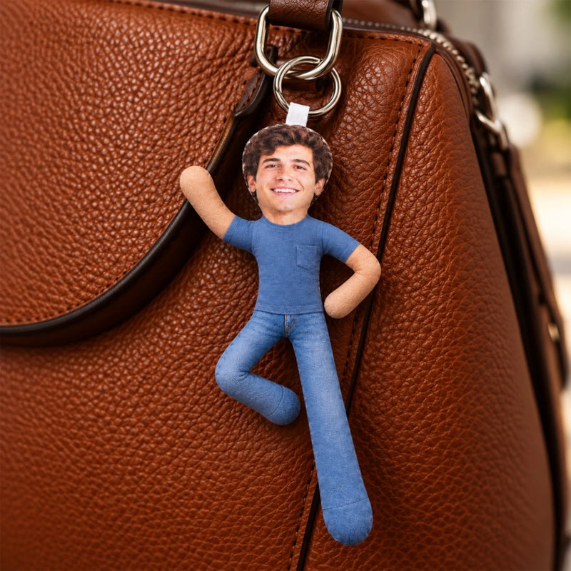 Custom Photo Couple Keepsake Gifts - Personalized Poseable Plush Doll Keychain