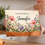 Custom Name Garden Of Love Gifts For Women - Personalized Glass Cutting Board