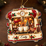 Custom Name Christmas Espresso Machine Gifts For Coffee Lovers - Personalized Acrylic Ornament