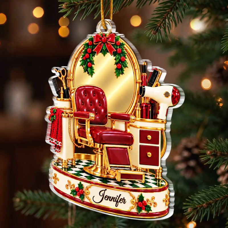Custom Name Salon Chair Christmas Gifts For Women - Personalized Acrylic Ornament