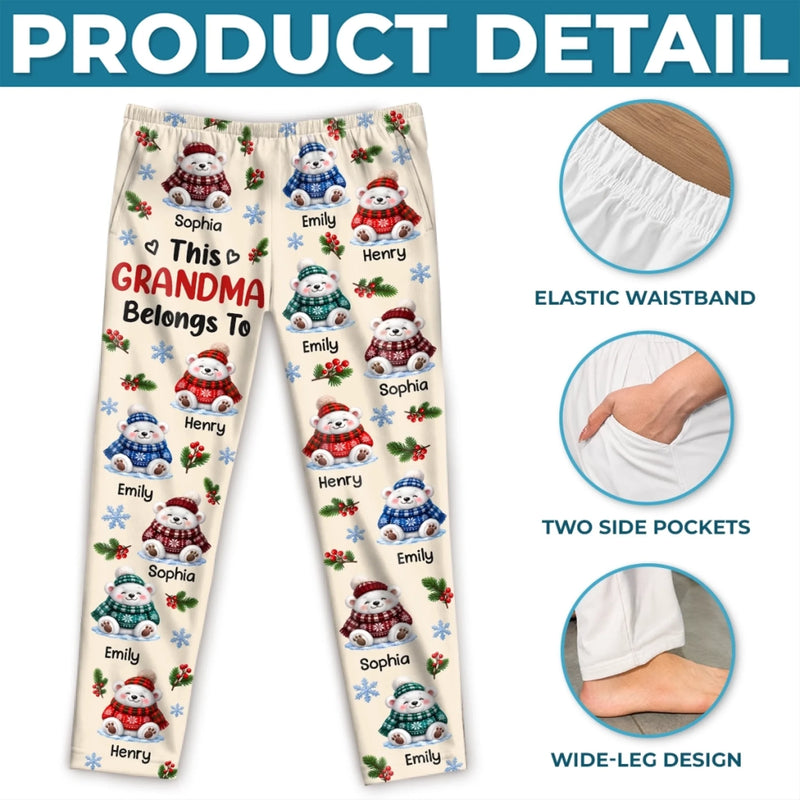 Custom Name Christmas Teddy Bear Gifts For Grandma And Grandpa - Personalized Pajamas Pants