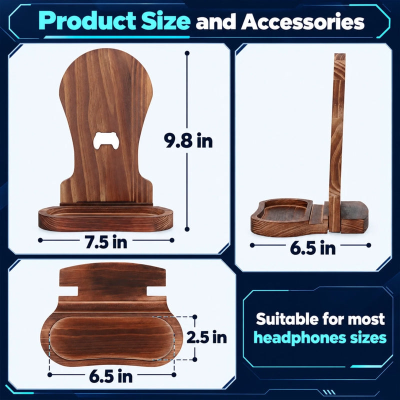 Custom Name Gamer Gifts for Men - Personalized Wooden Headset Stand