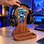 Custom Name Gamer Gifts for Men - Personalized Wooden Headset Stand