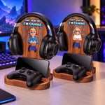 Custom Name Gaming Gifts for Boys - Personalized Wooden Headset Stand