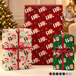 Custom Photo Santa Hat Christmas Gift Wrap - Personalized Wrapping Paper