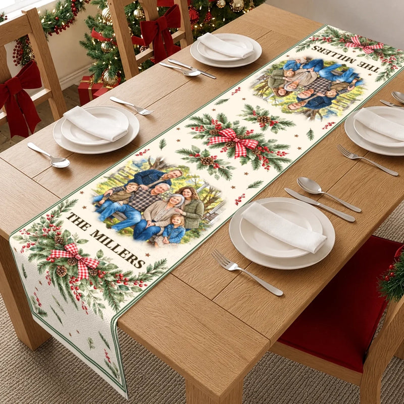 Custom Family Photo Christmas Decor - Personalized Table Runner
