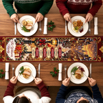 Custom Name Christmas Village Family Decor - Personalized Table Runner