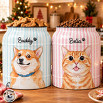 Custom Photo Watercolor Pet Portrait Gifts For Dog And Cat Lovers - Personalized Ceramic Cookie Jar