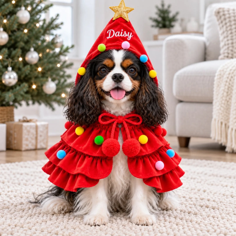 Custom Name Christmas Gifts For Dogs, Cats, Pet Lovers - Personalized Pet Christmas Cape