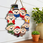 Custom Name Christmas Bear Family Decor - Personalized Shaped Wood Sign