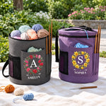 Custom Name Yarn Storage Gifts For Knitters, Women - Personalized Cylindrical Large Yarn Storage Bag