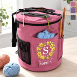 Custom Name Yarn Storage Gifts For Knitters, Women - Personalized Cylindrical Large Yarn Storage Bag