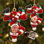 Custom Photo Funny Upside Down Santa Christmas Gifts - Personalized Acrylic Ornament