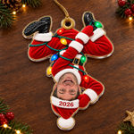 Custom Photo Funny Upside Down Santa Christmas Gifts - Personalized Acrylic Ornament