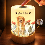 Custom Pet Photo Dog and Cat Gifts for Pet Lovers - Personalized Dimmable Touch Night Light