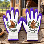 Custom Horse Photo Equestrian Gifts For Horse Lovers - Personalized Coated Grip Gloves