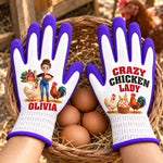 Custom Name Backyard Chicken Gifts For Women - Personalized Coated Grip Gloves