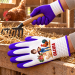 Custom Name Backyard Chicken Gifts For Women - Personalized Coated Grip Gloves
