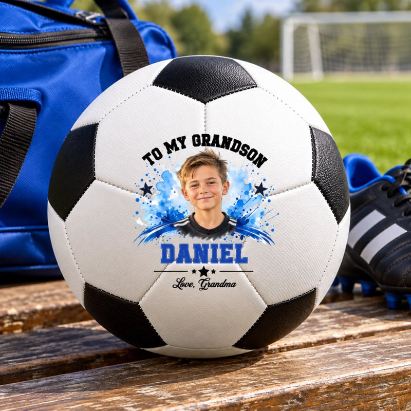 Custom Photo Soccer Gifts for Son and Grandson - Personalized Soccer Ball