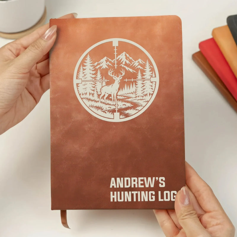 Custom Name Hunting Gifts for Hunters - Personalized Leather Writing Journal