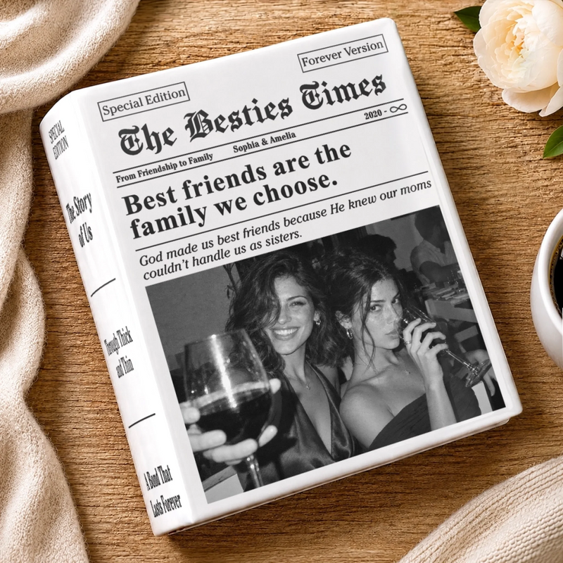 Custom Photo Best Friend Gifts for Women - Personalized Book Vase