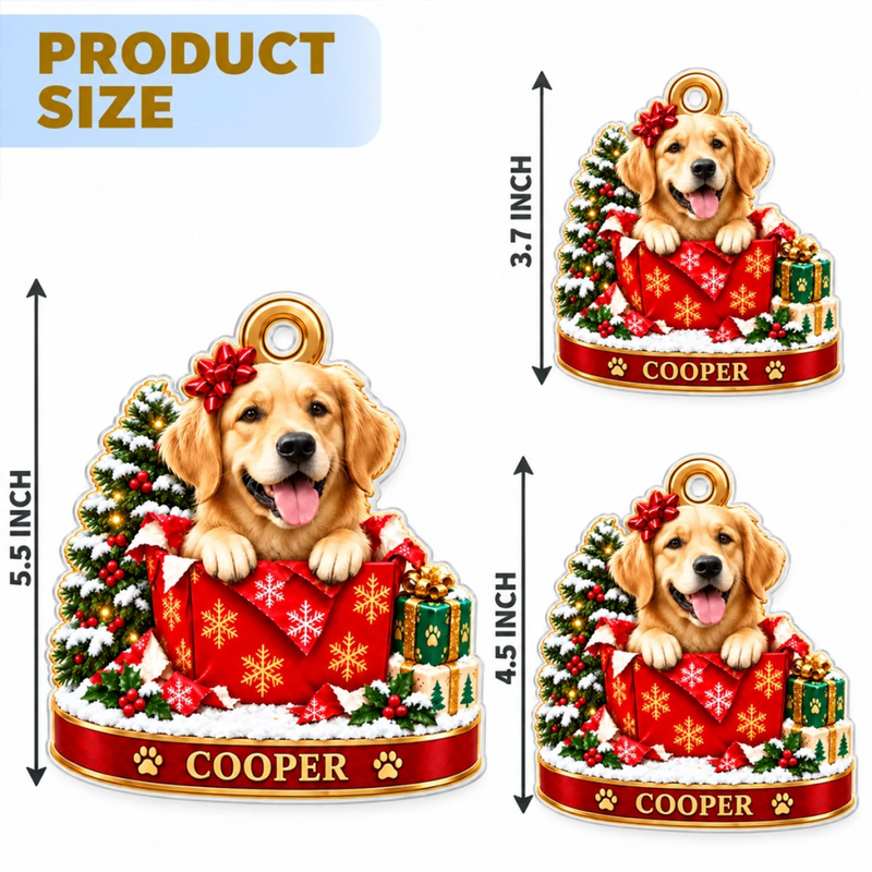 Custom Pet Portrait Christmas Keepsake Gifts - Personalized Acrylic Ornament